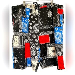 Fresh Prints of Bel Air Swim trunks paisley bandana print red white & blue 3x
